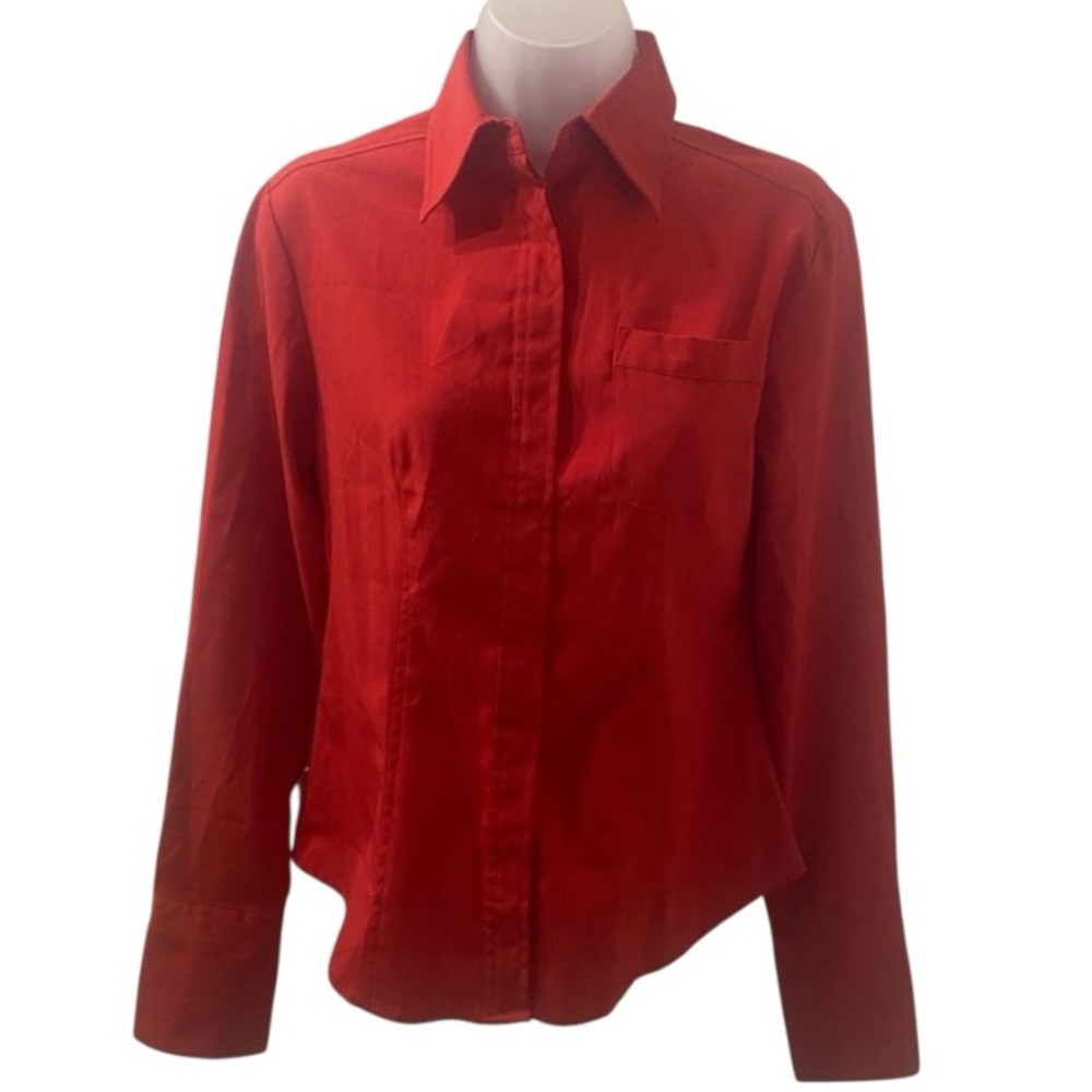French Connection Button Down in Scarlet Red